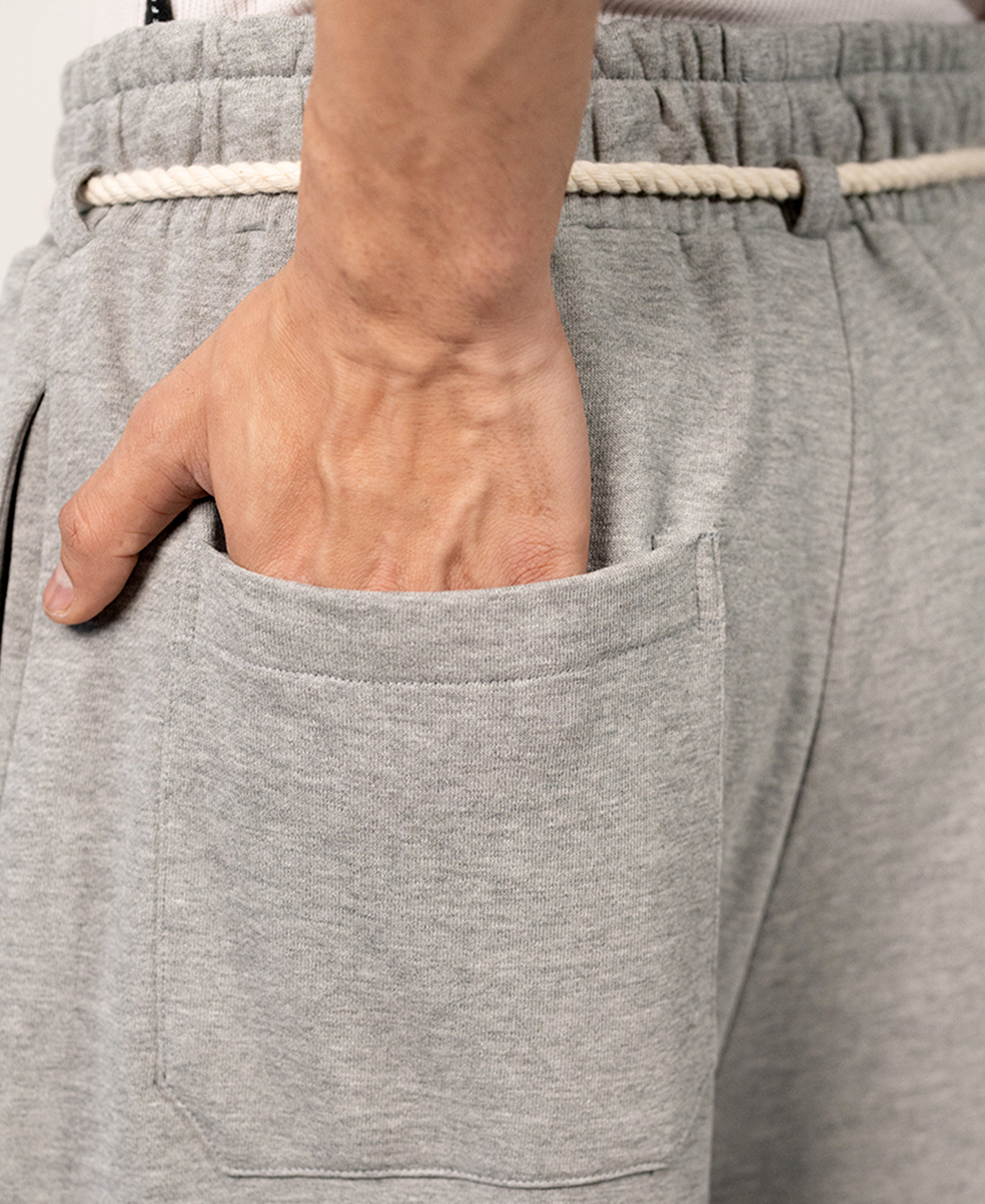 Grey Melange Paneled Baggy Trackpant