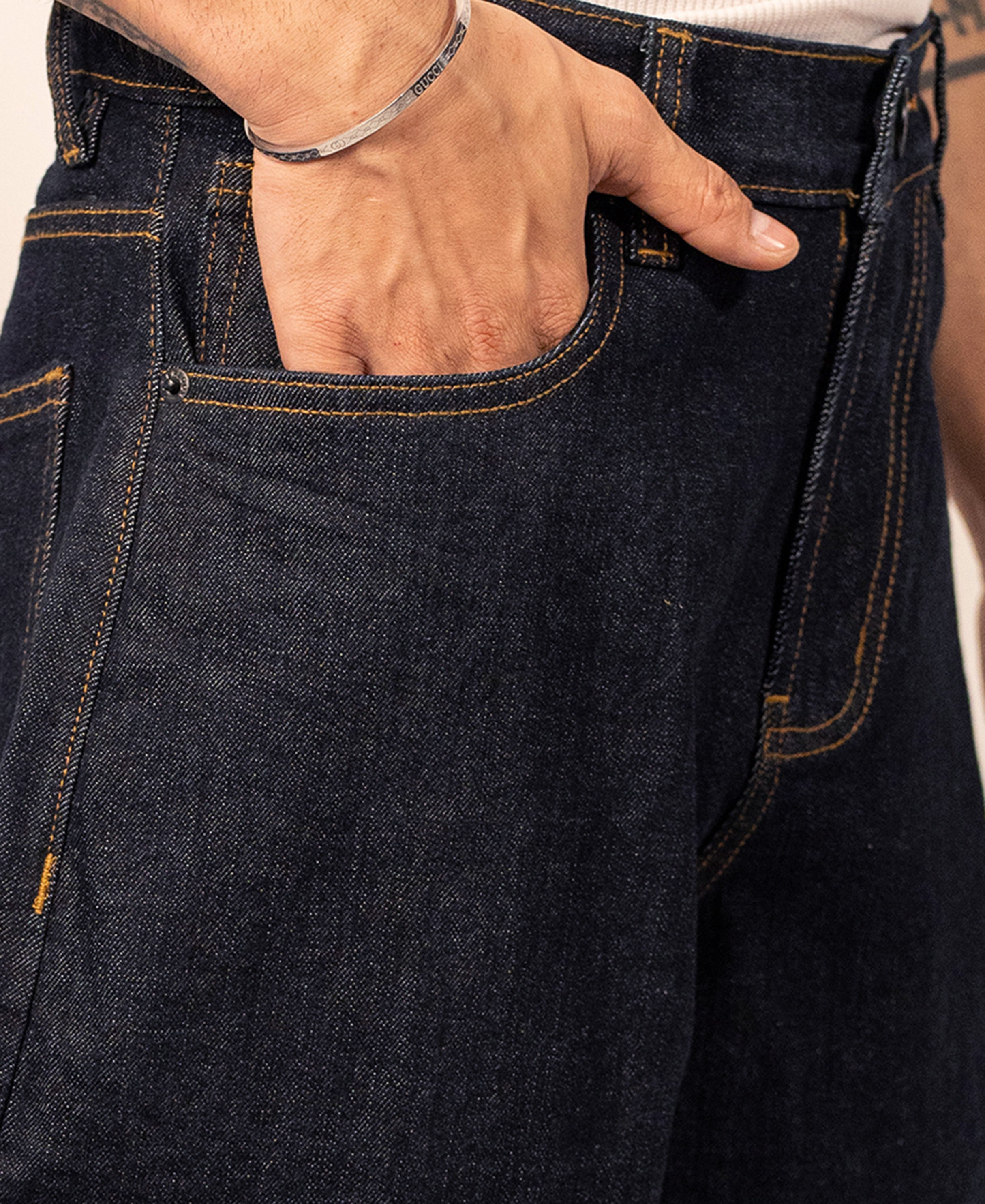 Dark Blue Barrel Fit Jeans