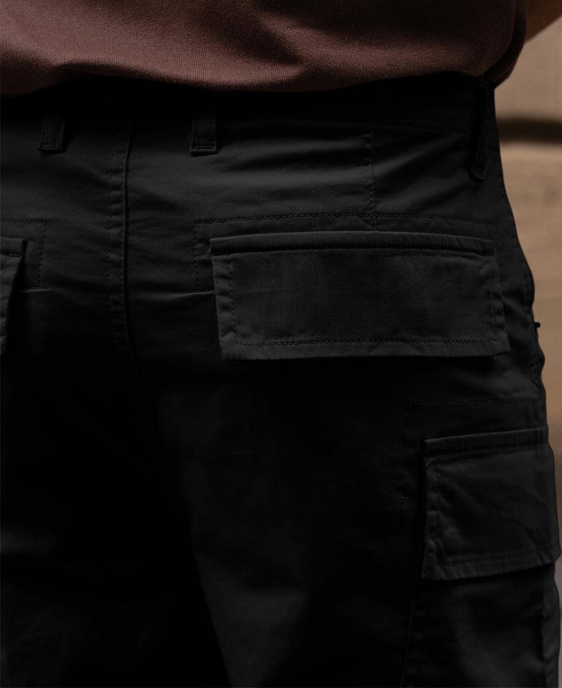 Black Cotton Cargo Trouser.