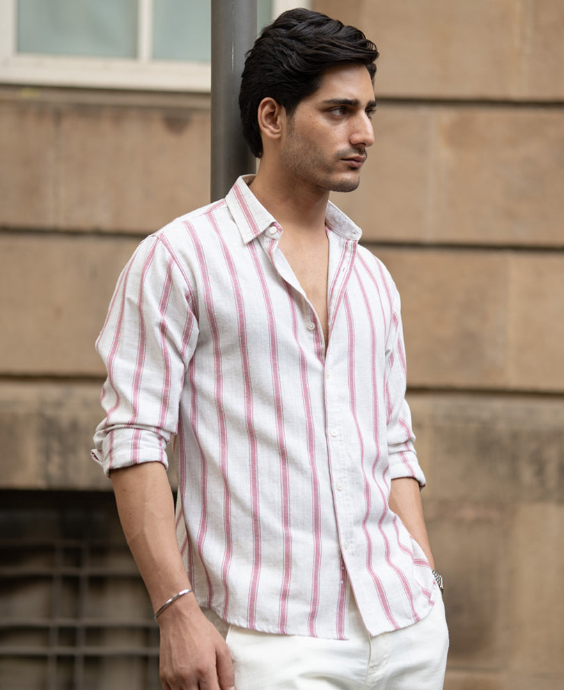 Pink & Natural Stripe Shirt.
