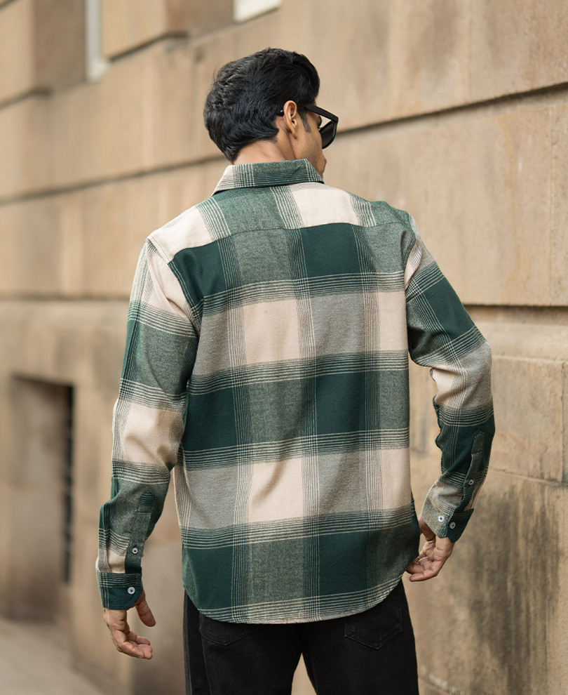 Green Lightweight Flannel Check Shirt