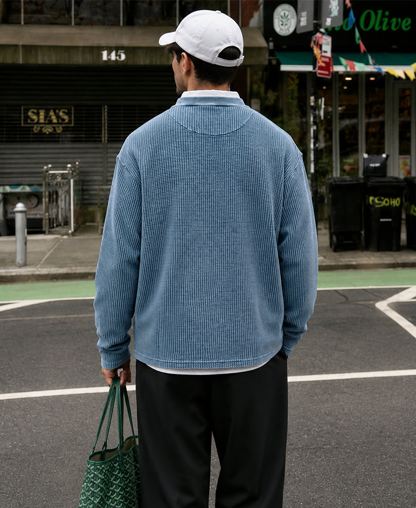 Blue Washed Structured T-Shirt 100% Cotton