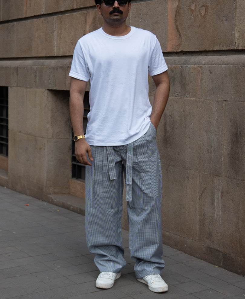 Black And White Micro Checks Trousers