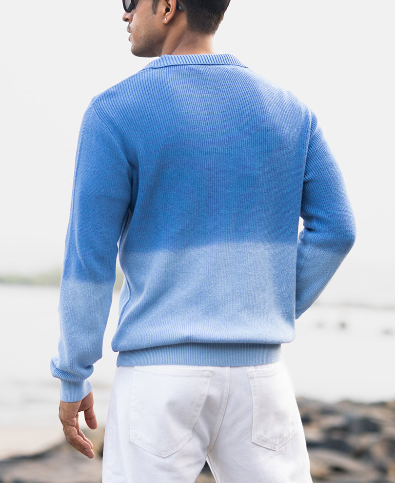 Blue Ombre Cotton T-Shirt.