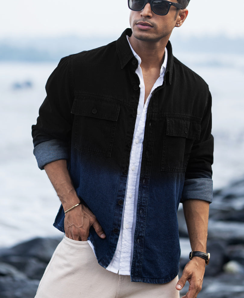 Black Ombre Denim Shirt.