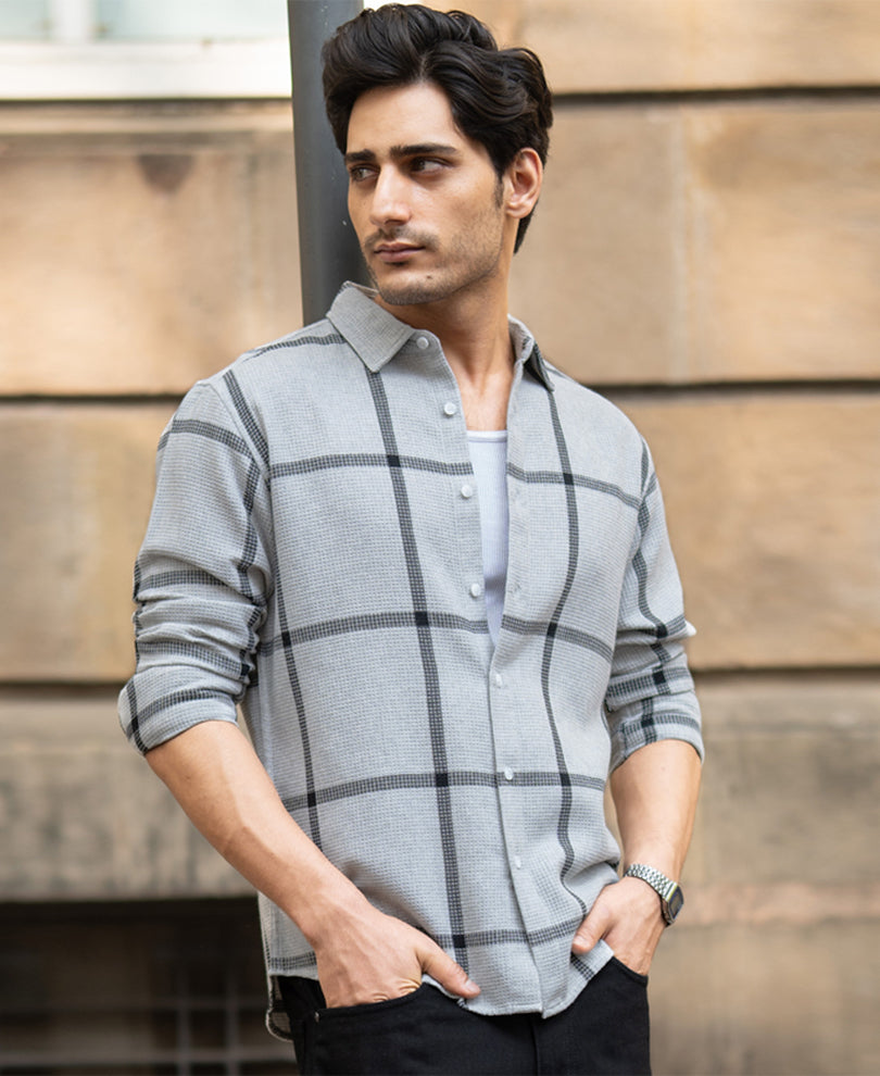 Grey Structure Checks Shirt.