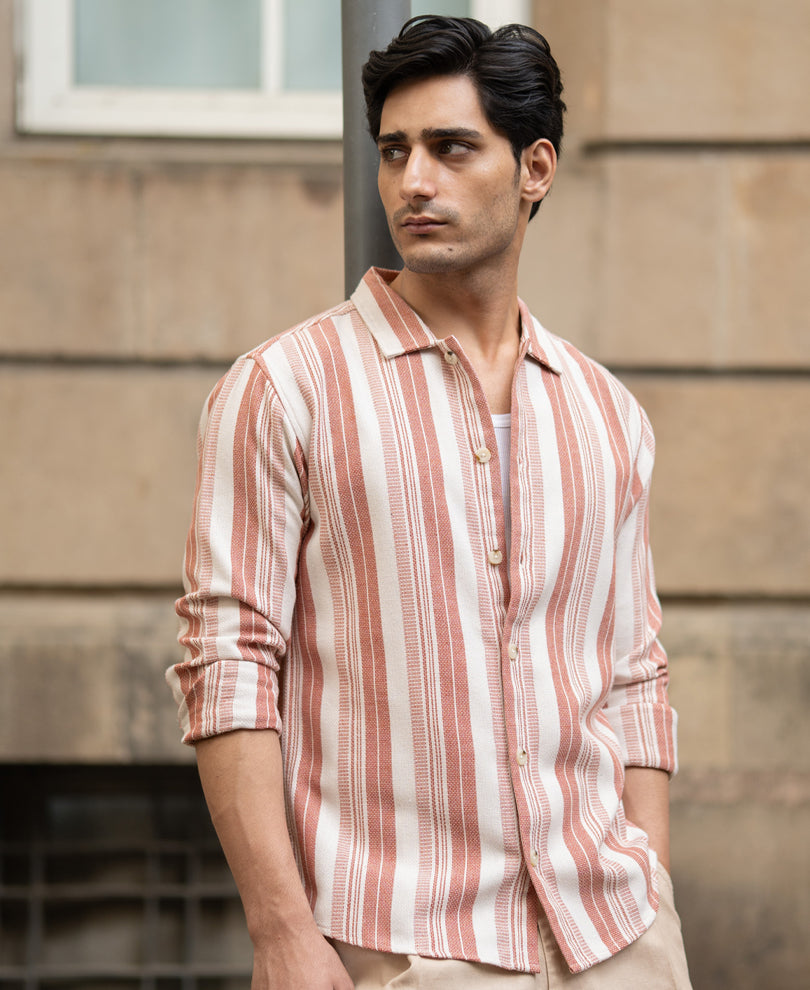 Rust Structure Stripe Shirt.