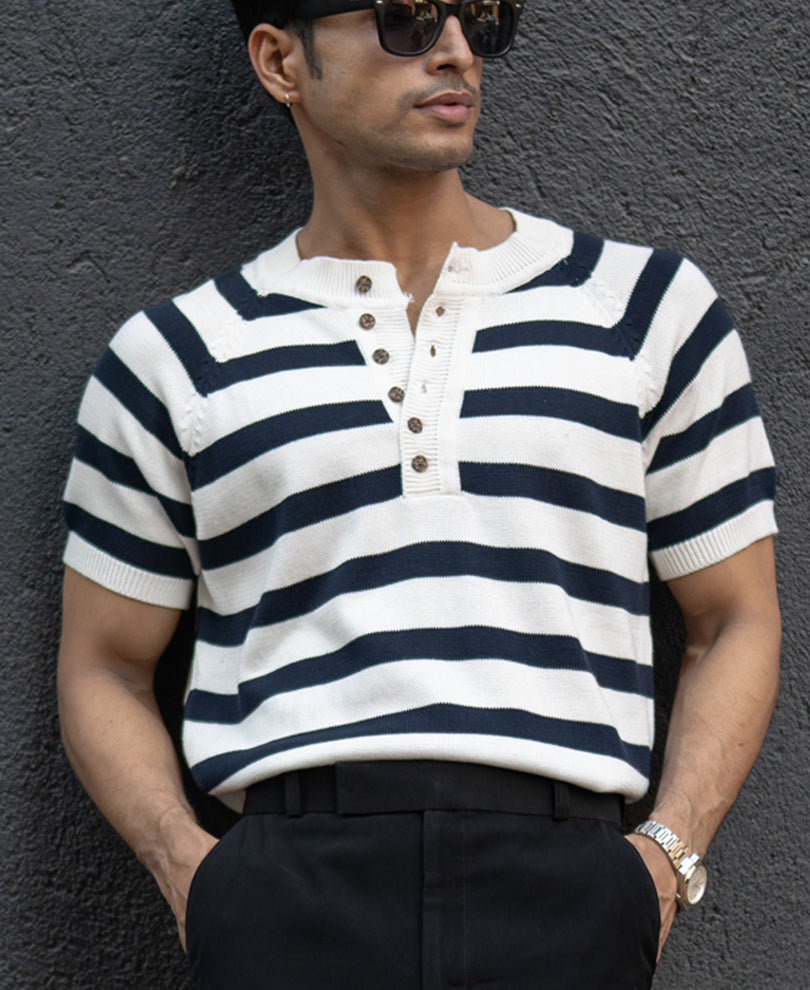 Navy Striped Raglan T-Shirt.