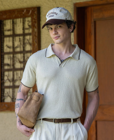 Cream Knit Polo T-Shirt