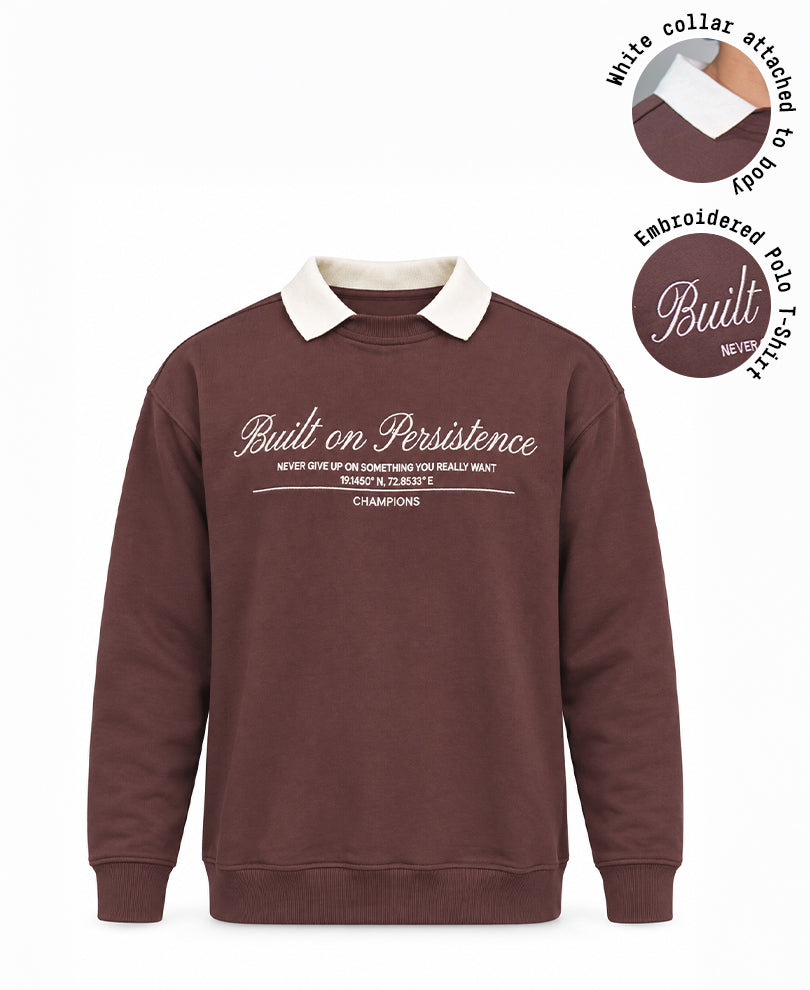 Brown Embroidered Sweatshirt 100% Cotton