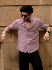 Mauve Slub Textured Shirt.