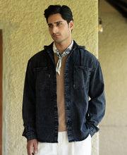 Black Denim Hooded Shirt