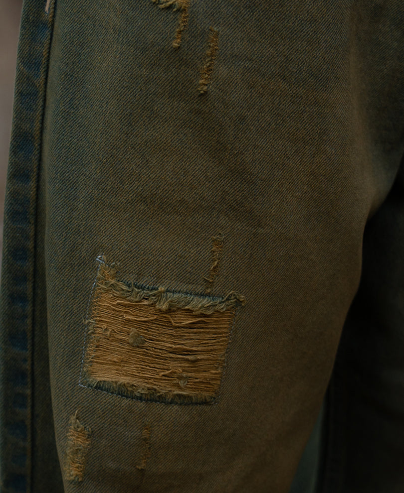 Tinted Blue Distressed Baggy Jeans