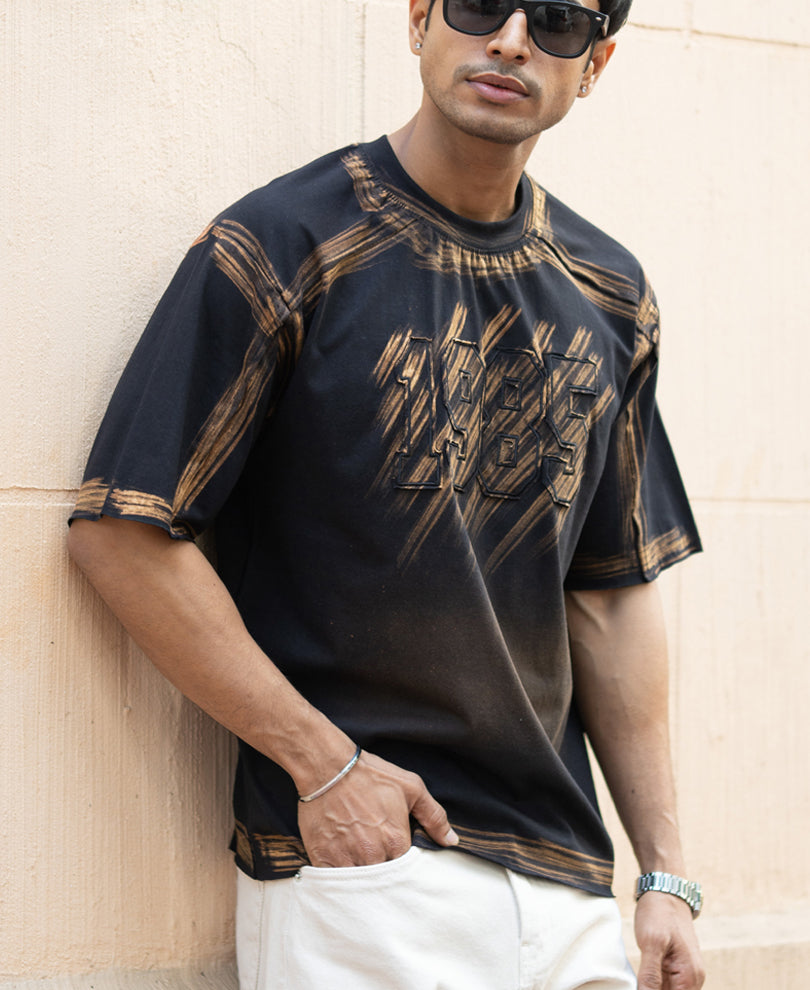 Black Bleached Applique T-Shirt.