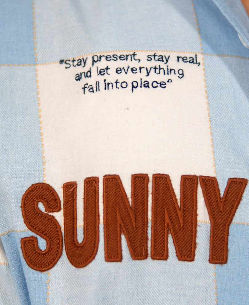 Light Blue Embroidered Checks Shirt