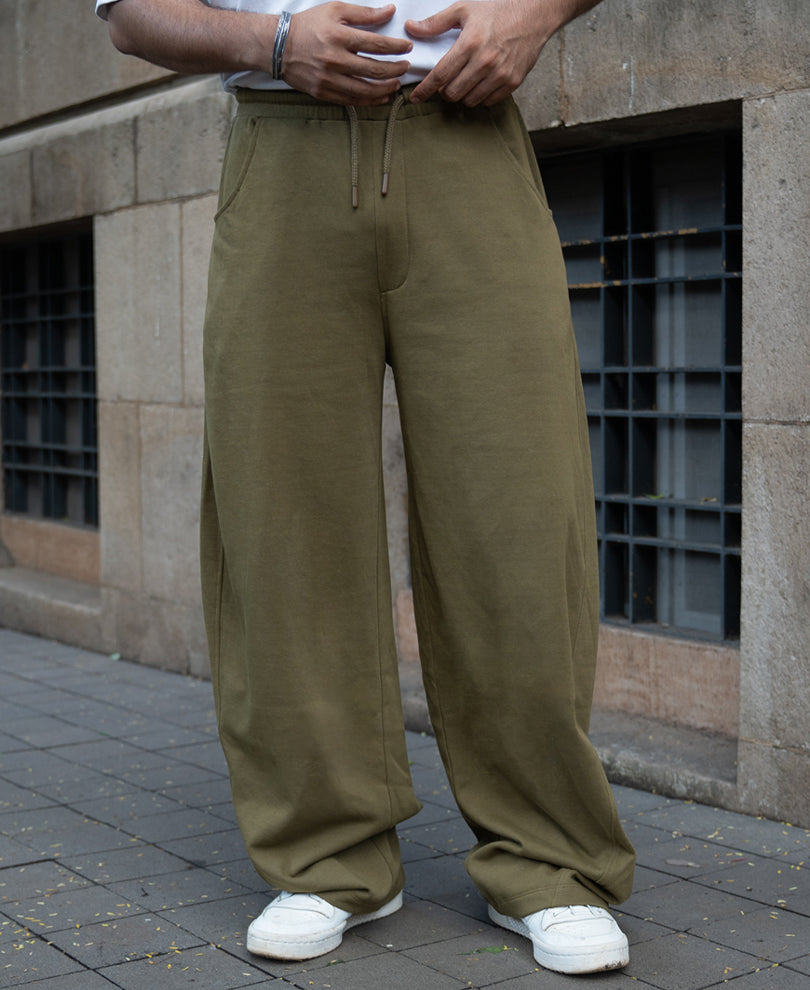 Olive Barrel Fit Trackpants