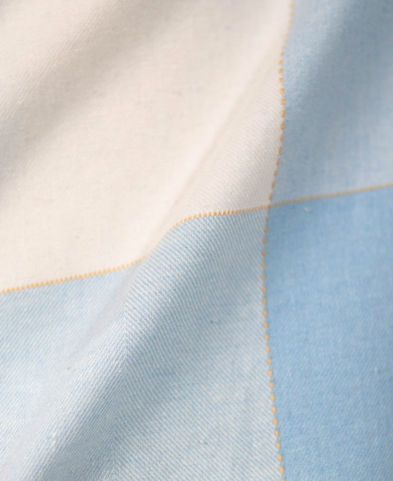 Light Blue Embroidered Checks Shirt