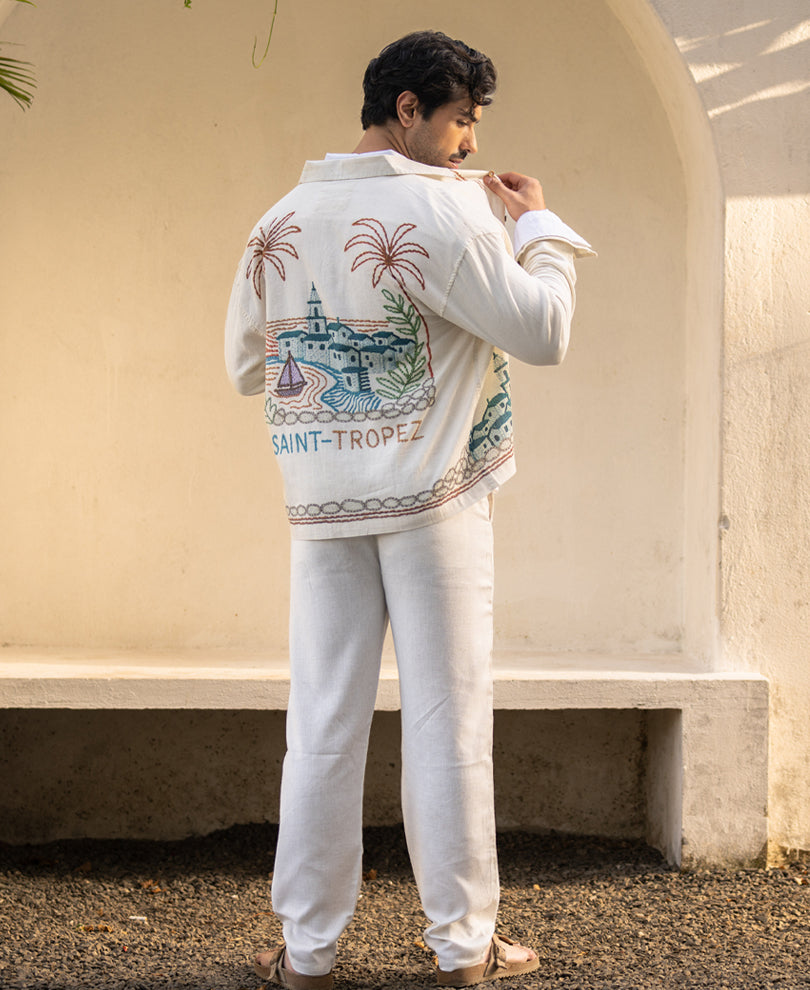 Linen Saint Tropez Print Shirt 100% Cotton
