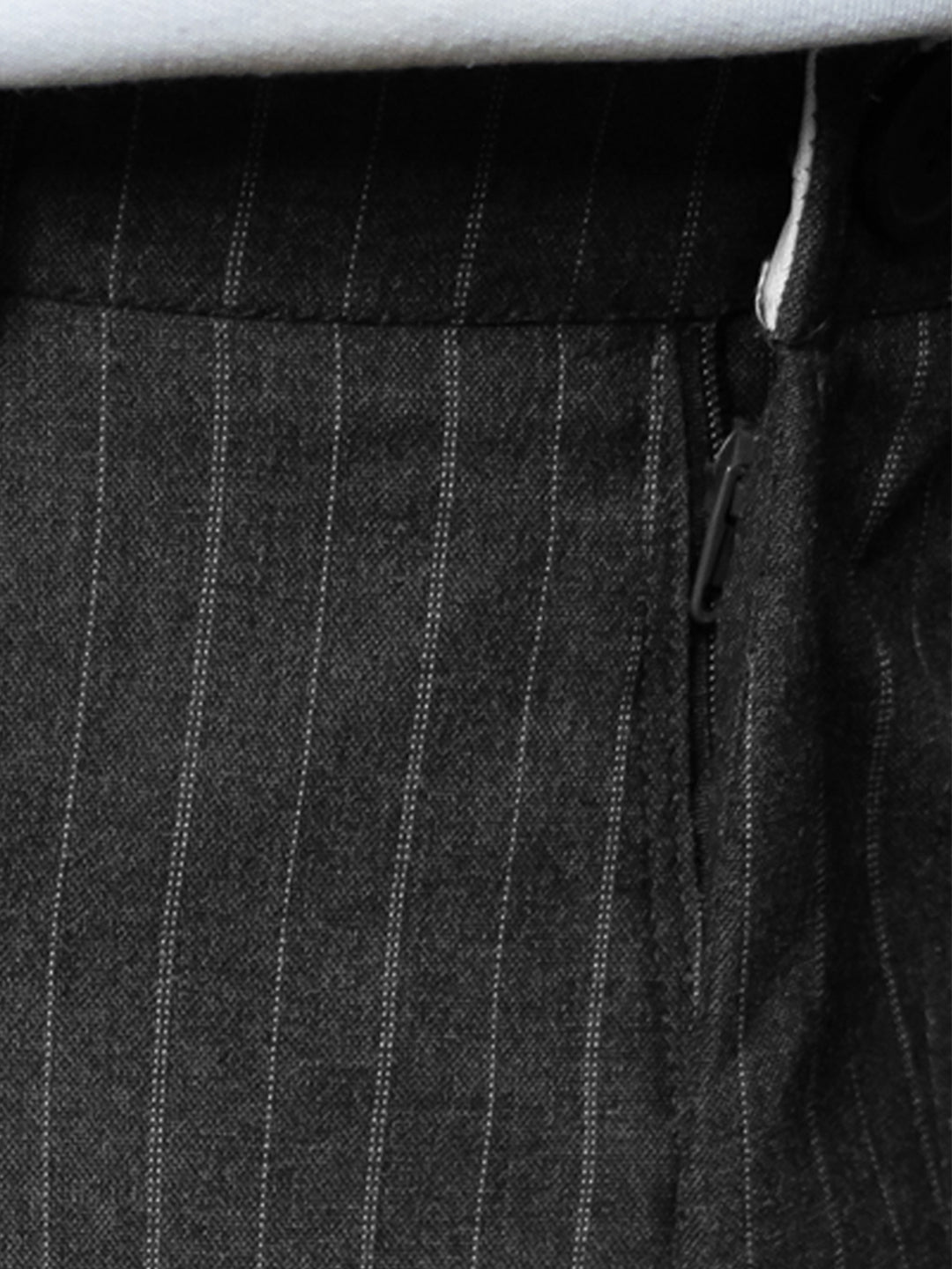 Grey Striped Pleated Korean Pants