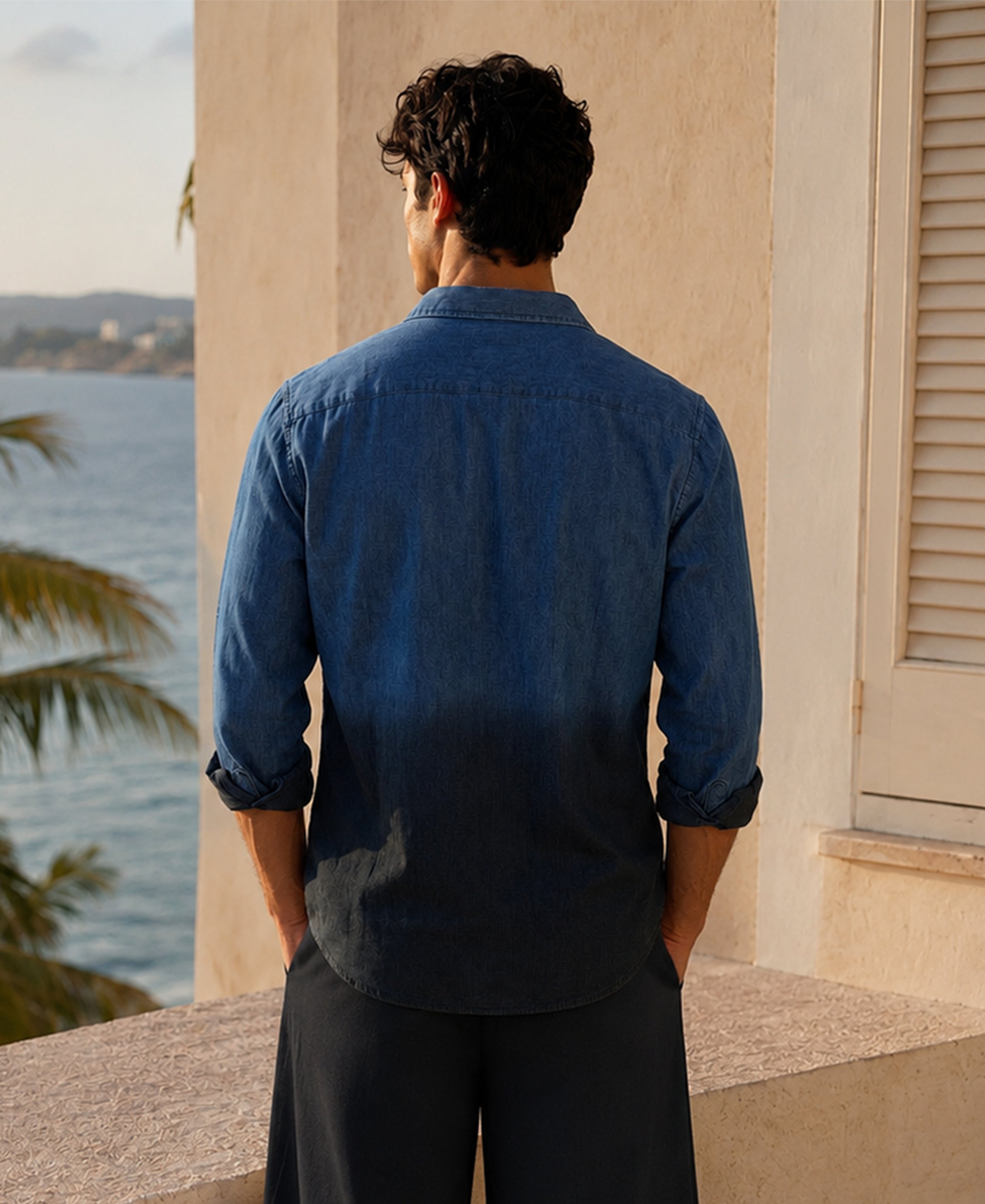 Indigo Ombre Lightweight Shirt 100% Cotton
