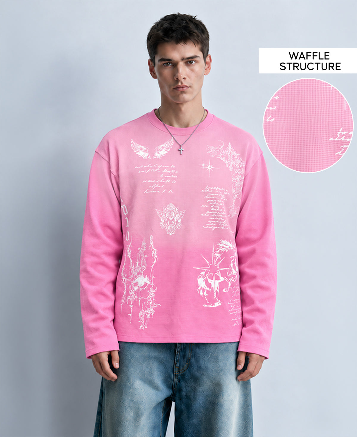 Pink Printed Structured T-Shirt