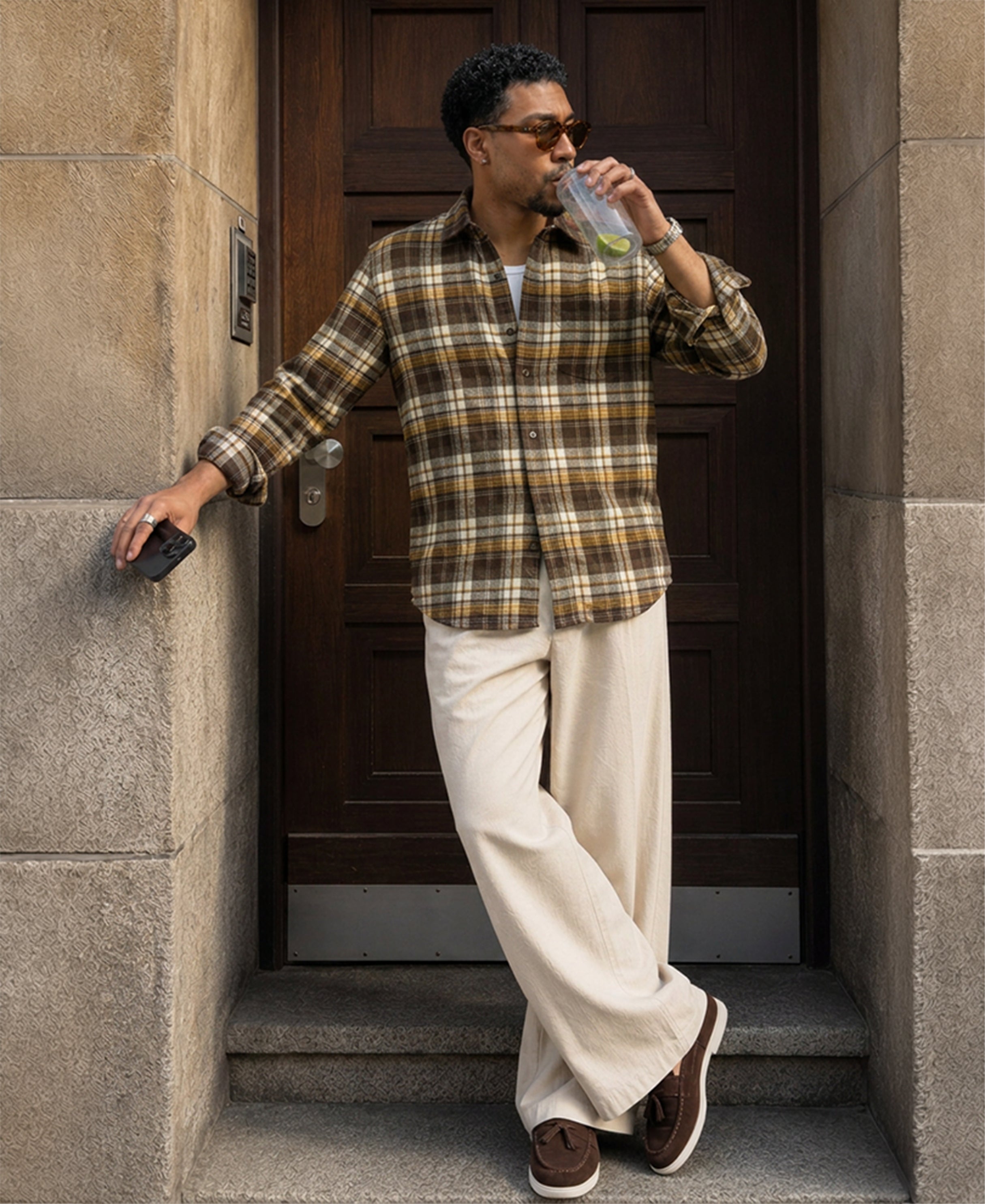 Brown Checks Shirt 100% Cotton
