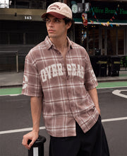 Light Brown Printed Checks Shirt 100% Cotton