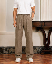 Brown Melange Striped Trouser