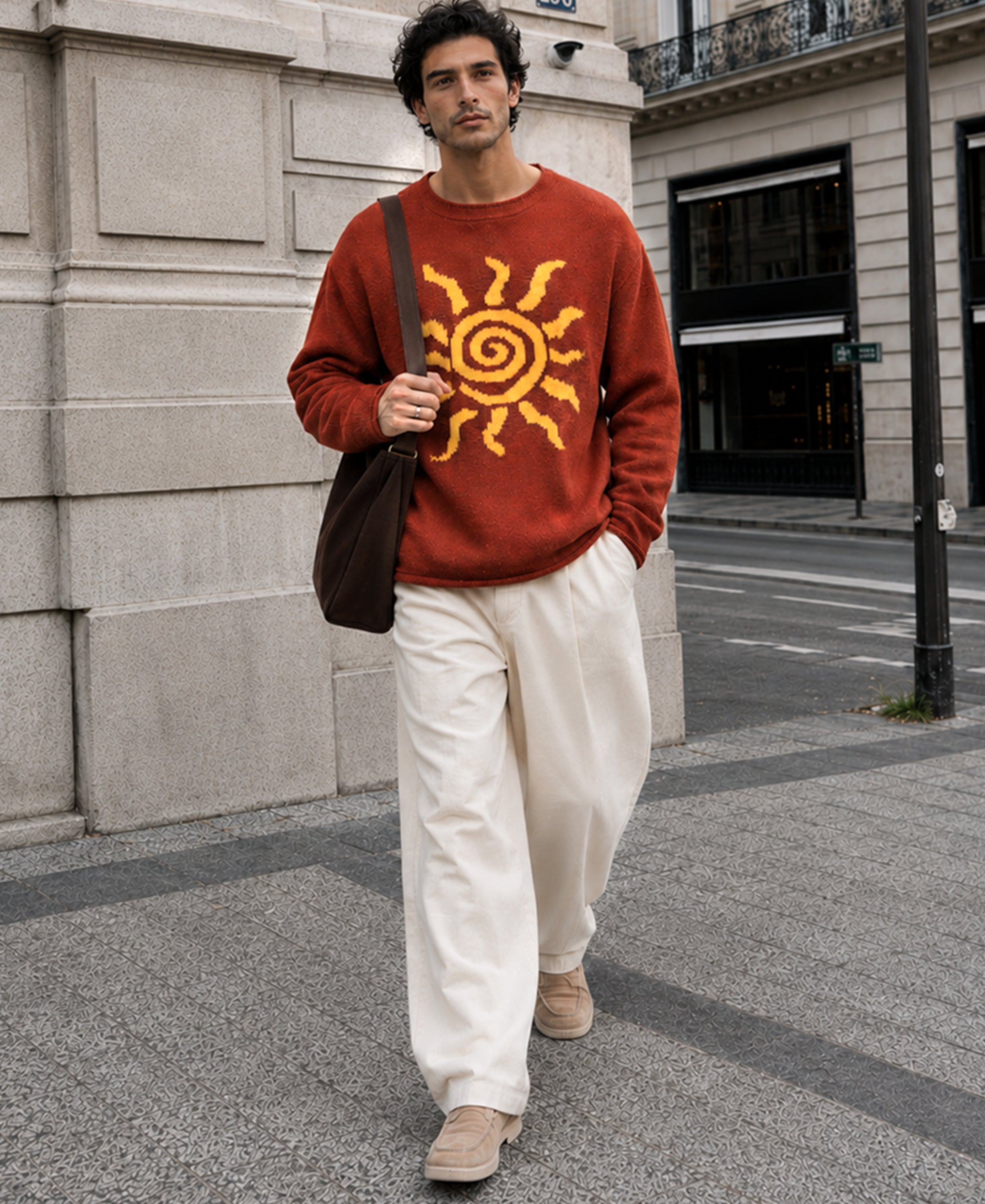 Rust Sun Jacquard Sweater