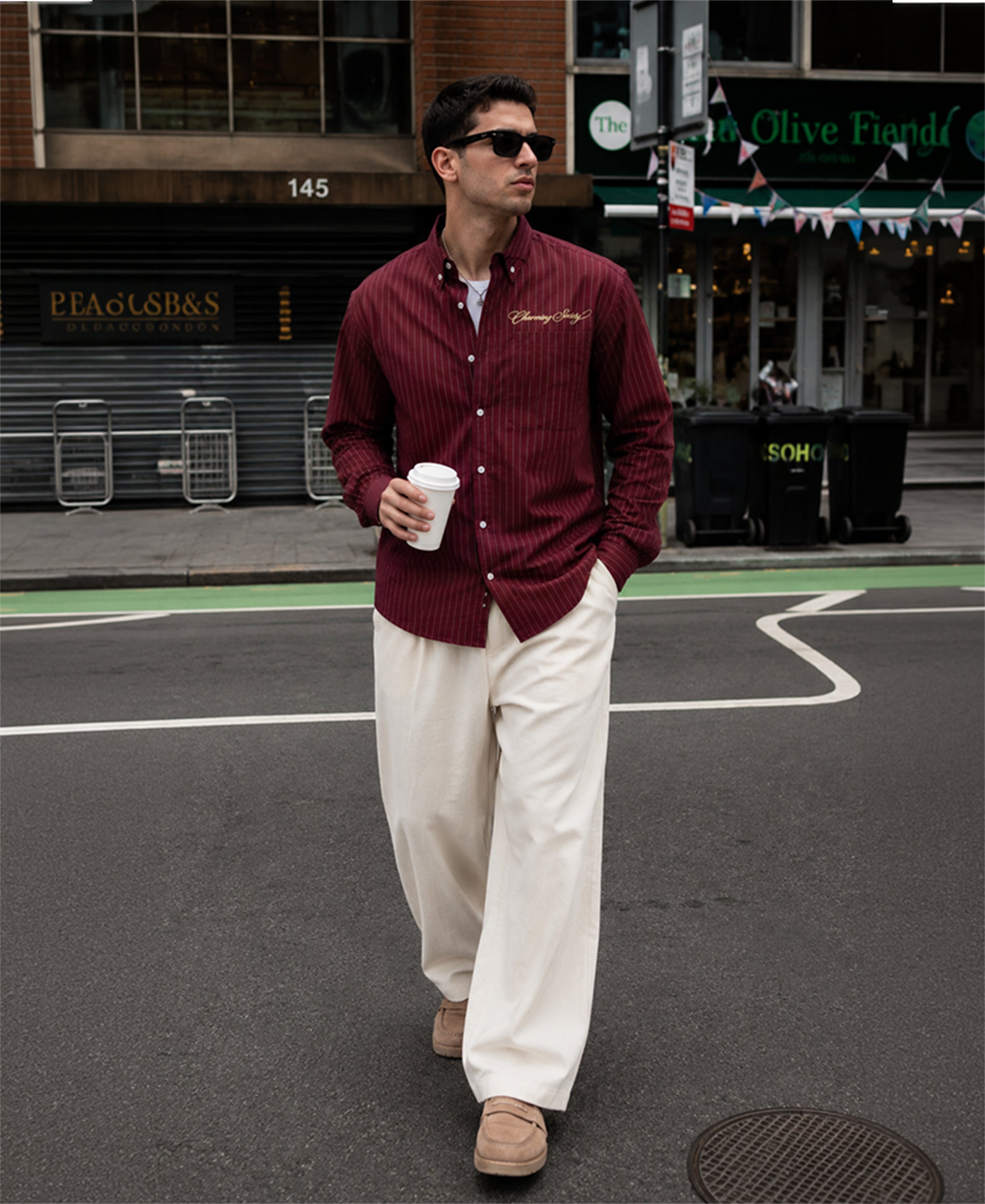 Maroon Oxford Stripe Buttondown Shirt