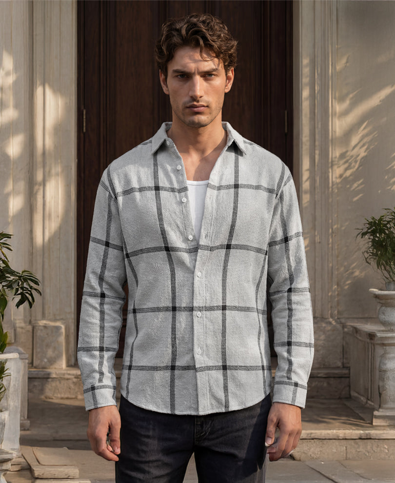 Grey Structure Checks Shirt