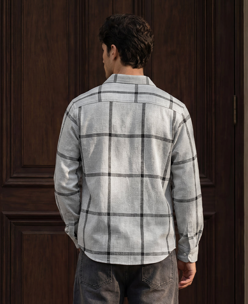 Grey Structure Checks Shirt