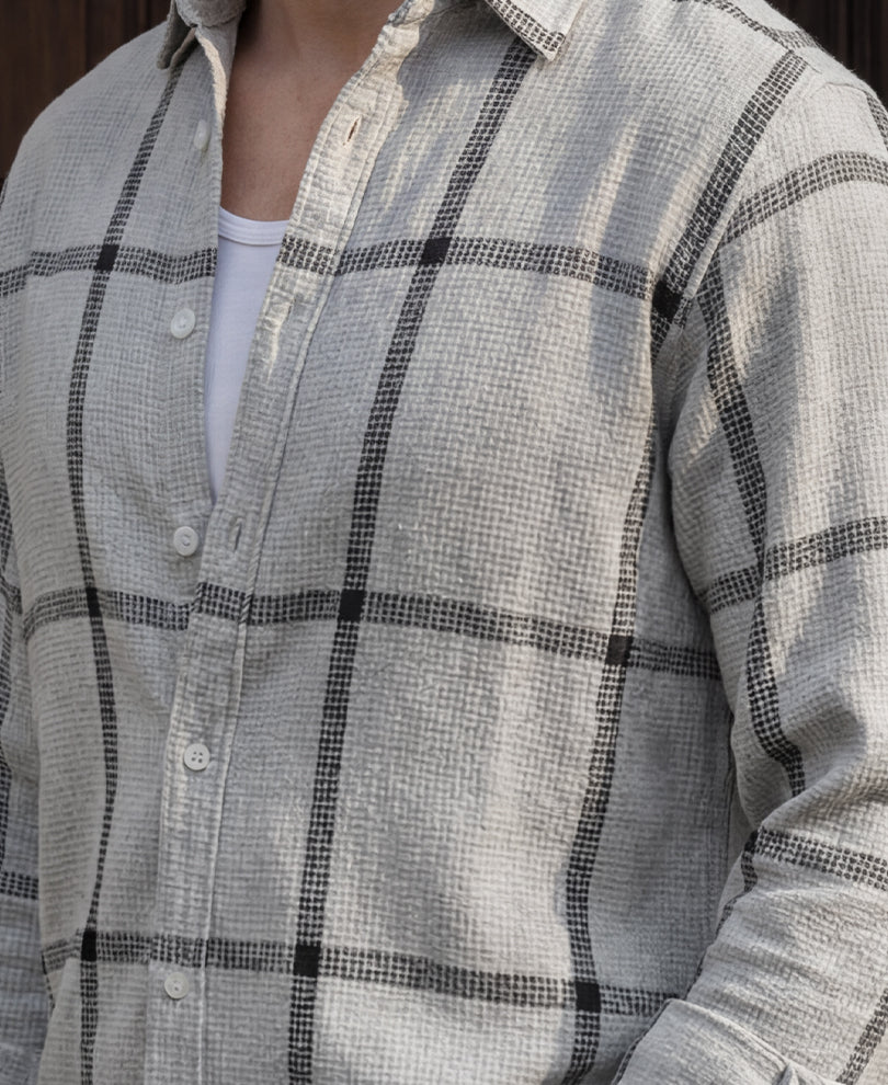 Grey Structure Checks Shirt