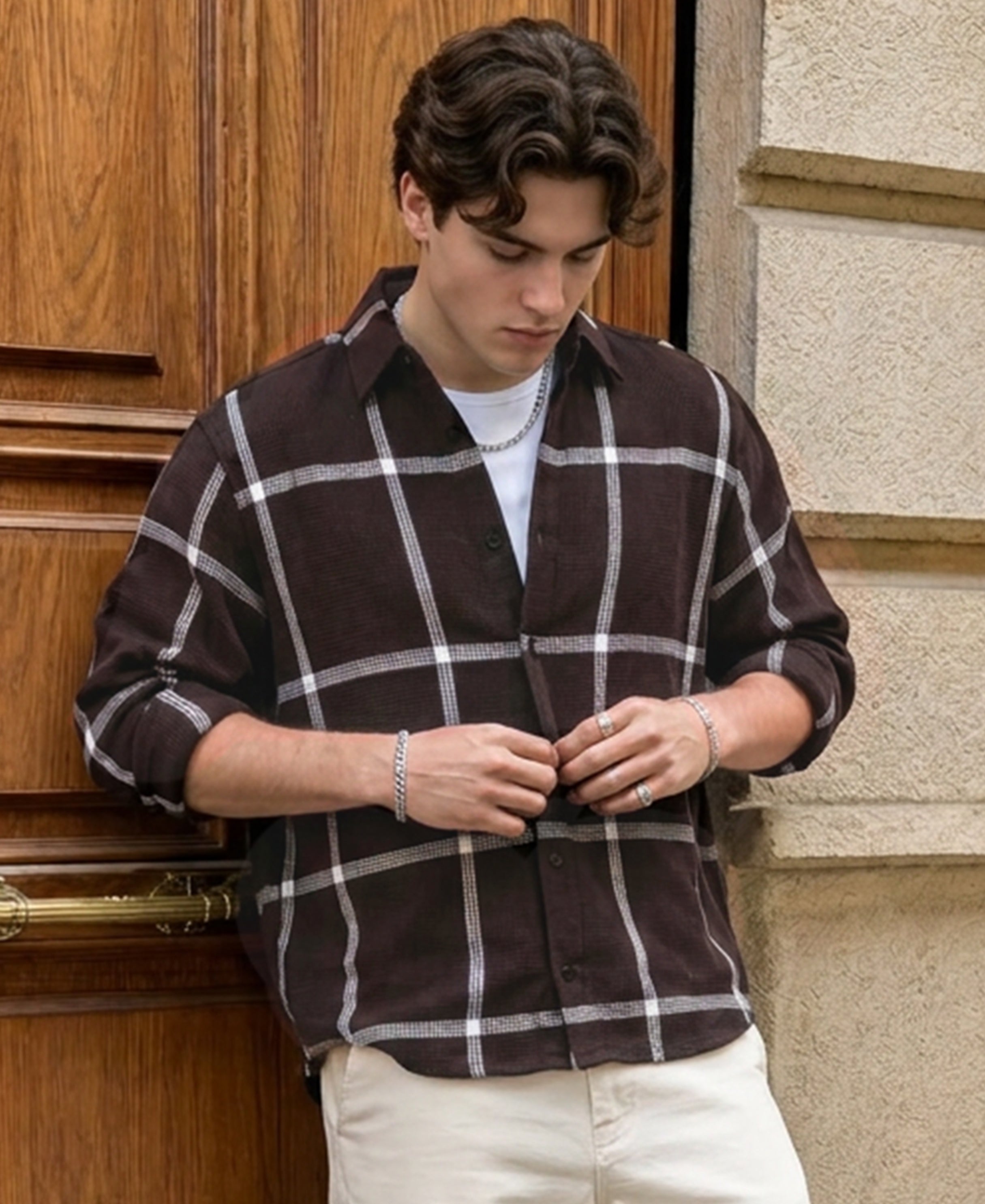 Brown Structure Checks Shirt