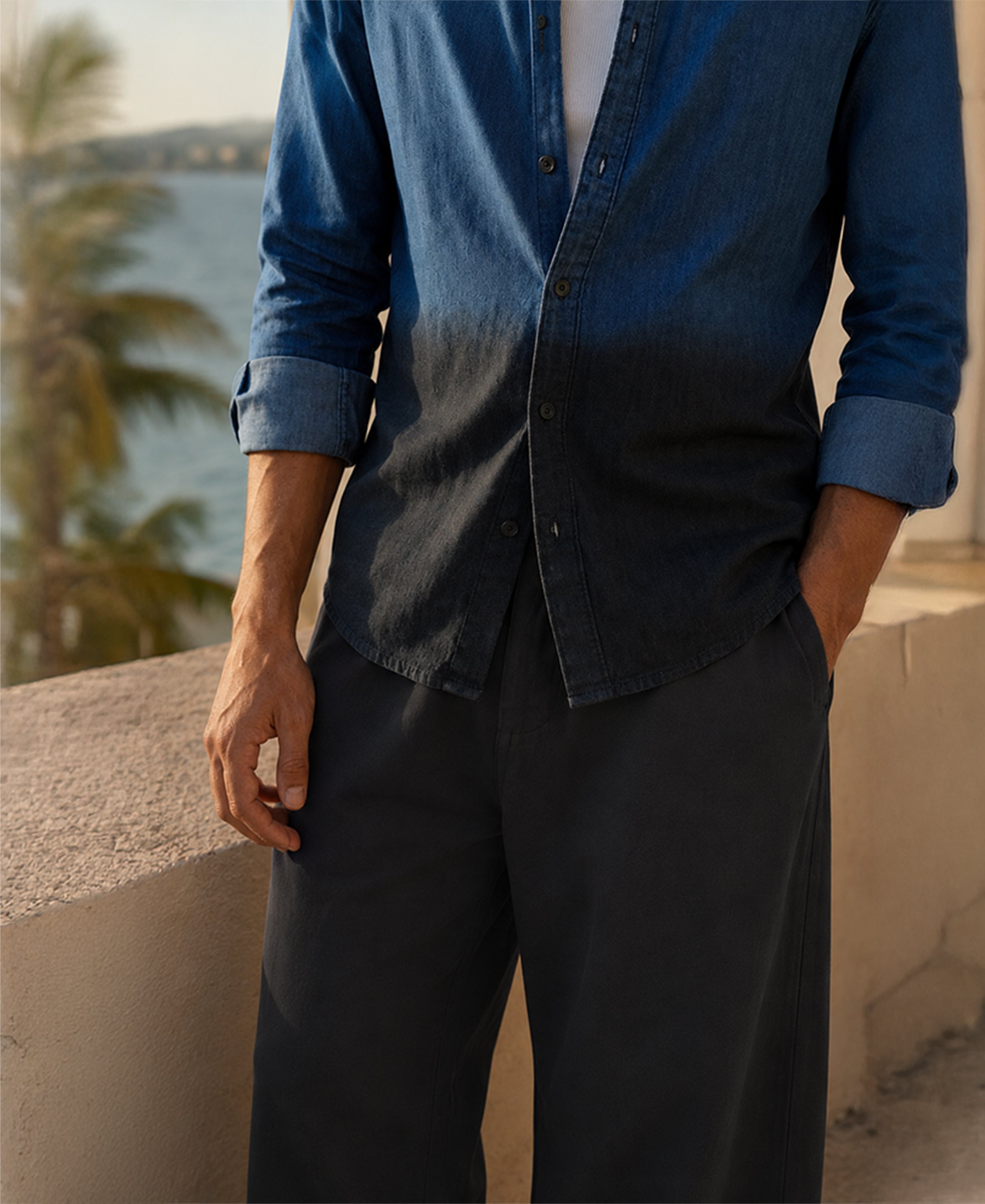Indigo Ombre Lightweight Shirt 100% Cotton