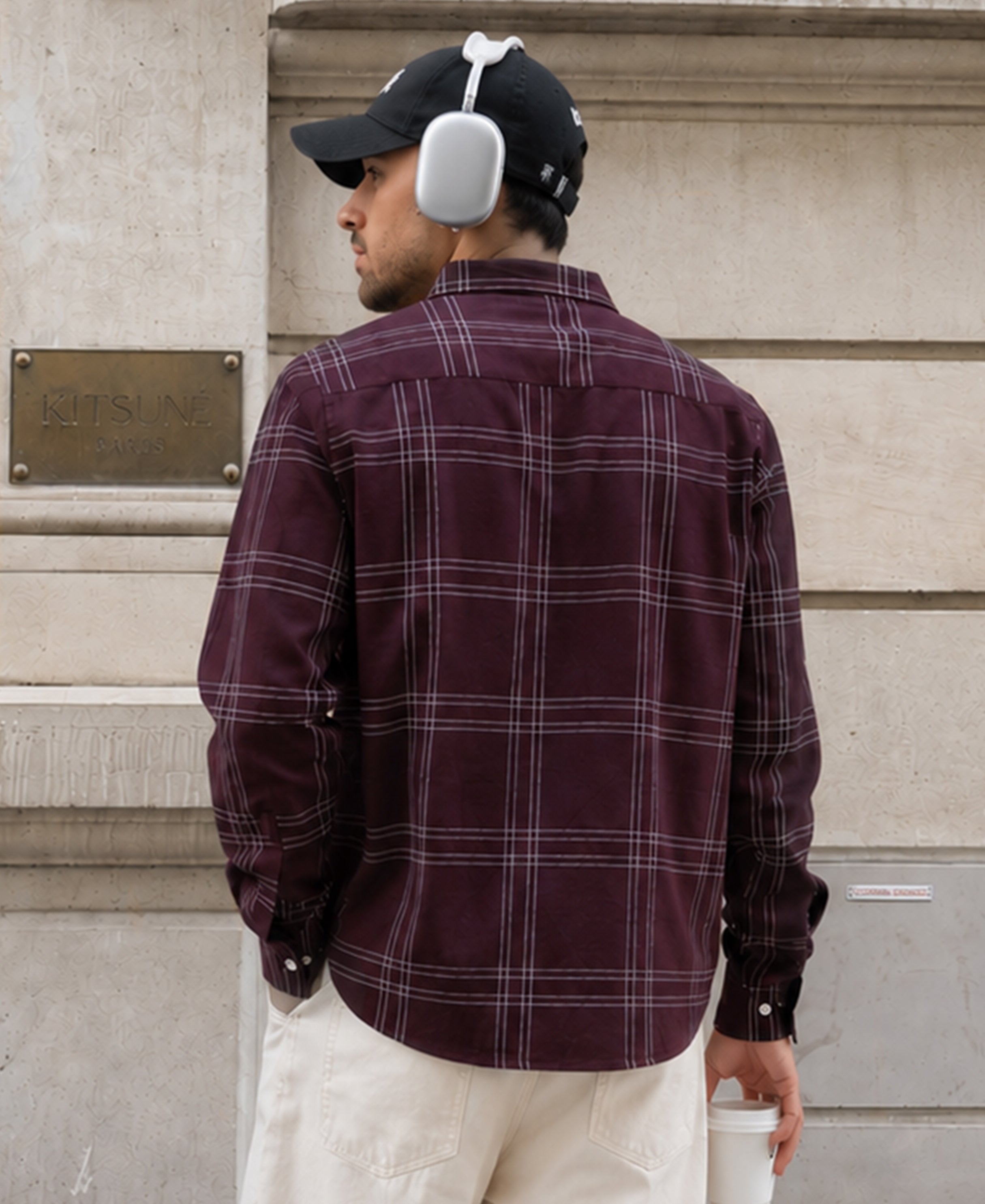 Brown Linen Blend Checks Shirt 100% Cotton