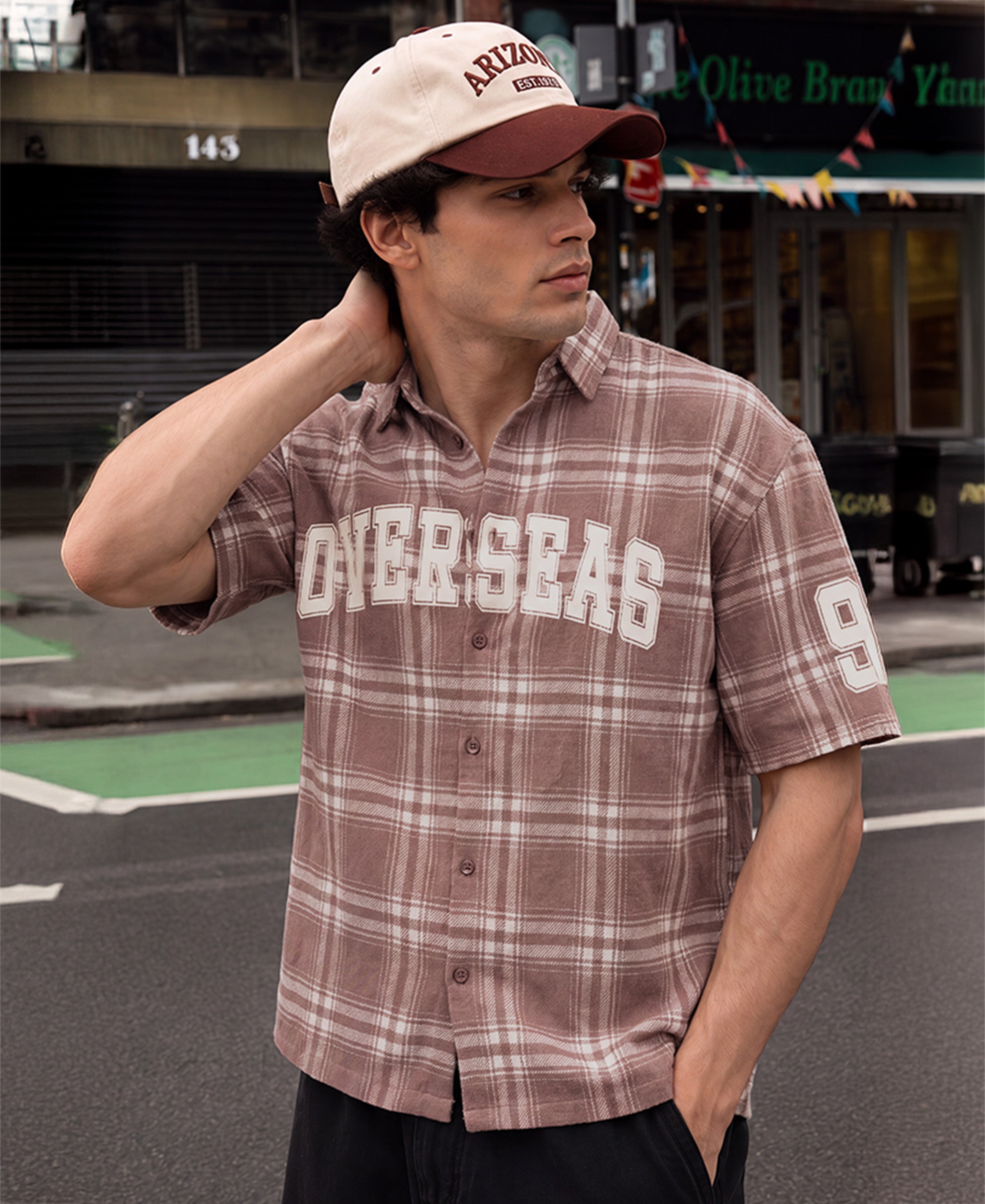 Light Brown Printed Checks Shirt 100% Cotton