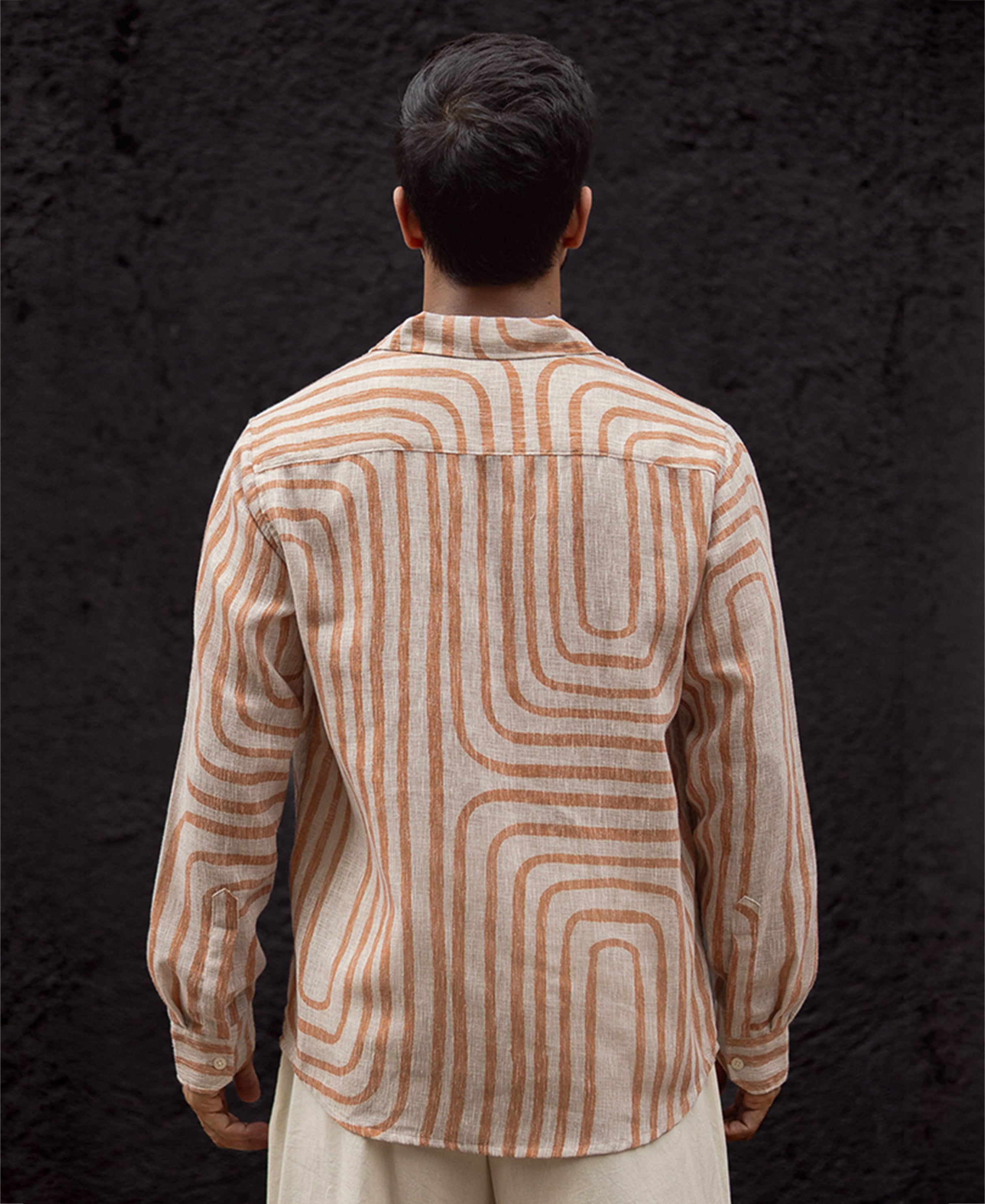 Rust Brown Regular Fit Full Sleeves Shirt