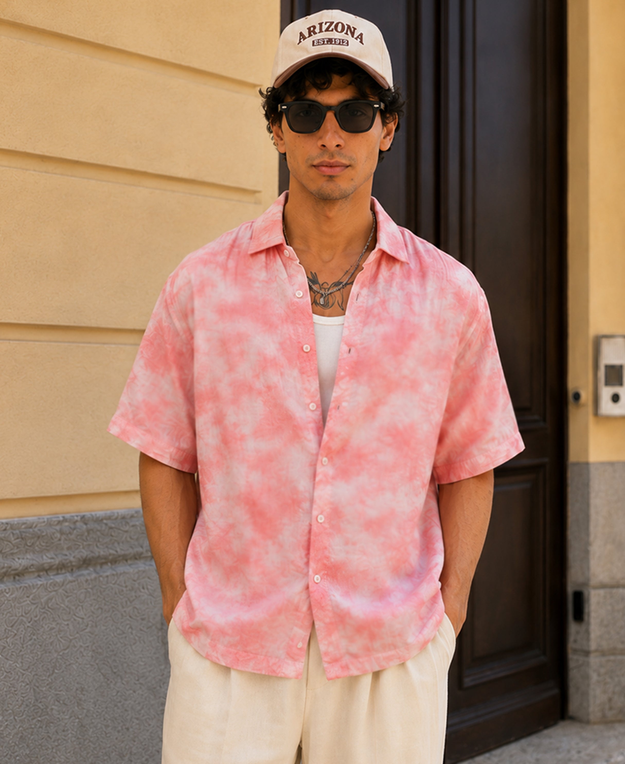 Pink Tie & Dye Print Shirt