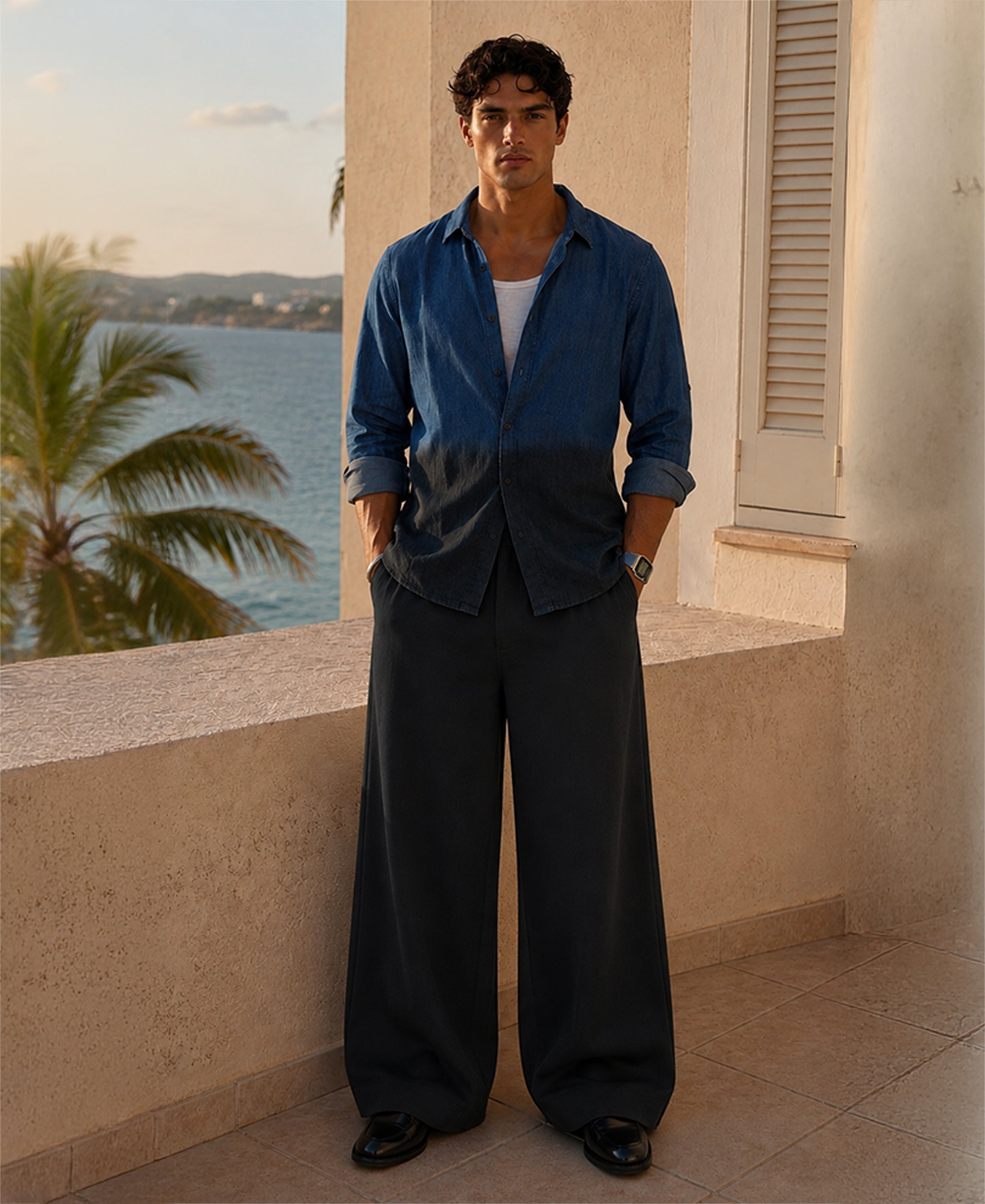 Indigo Ombre Lightweight Shirt 100% Cotton