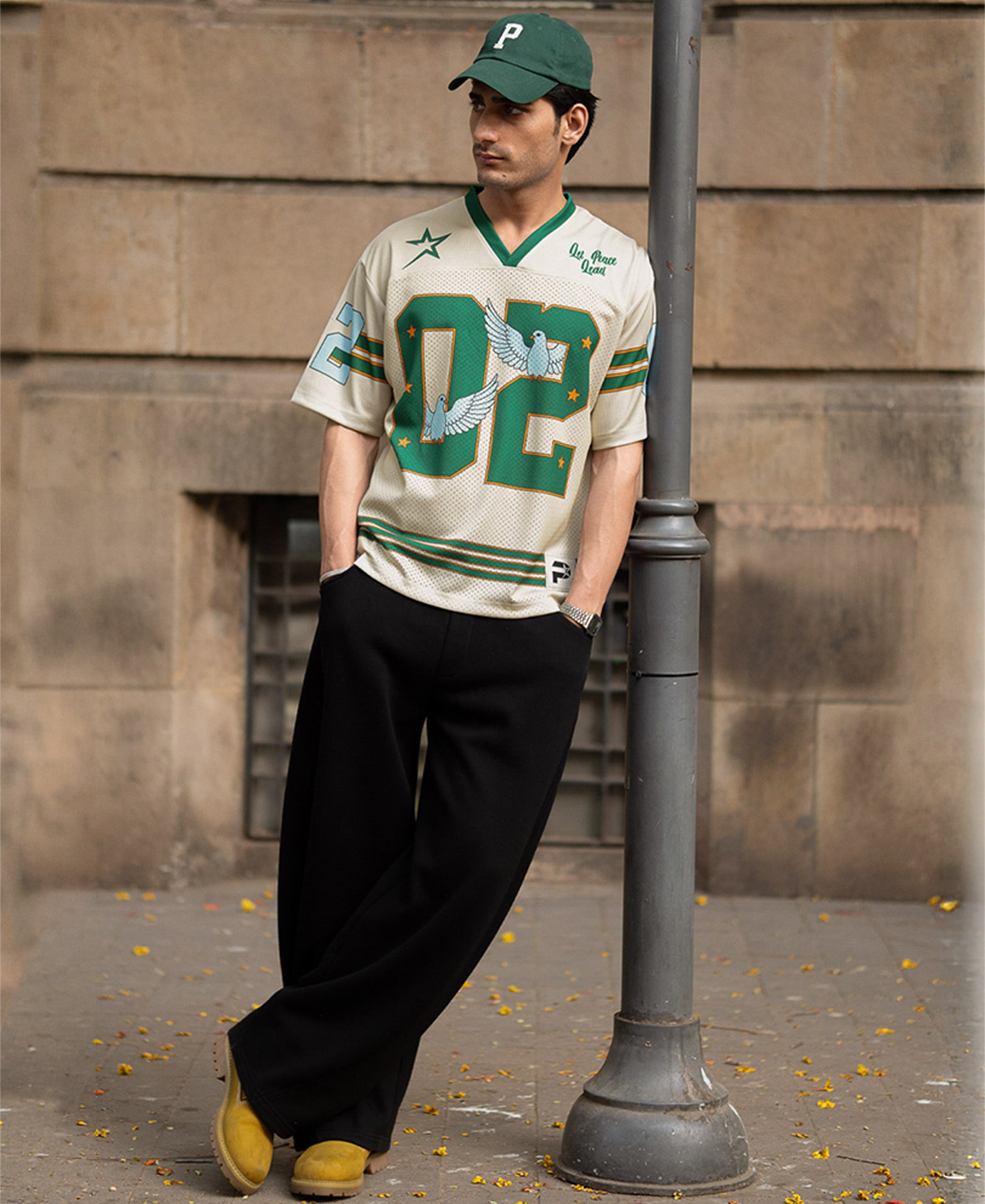 Cream Dove Print Jersey T-Shirt