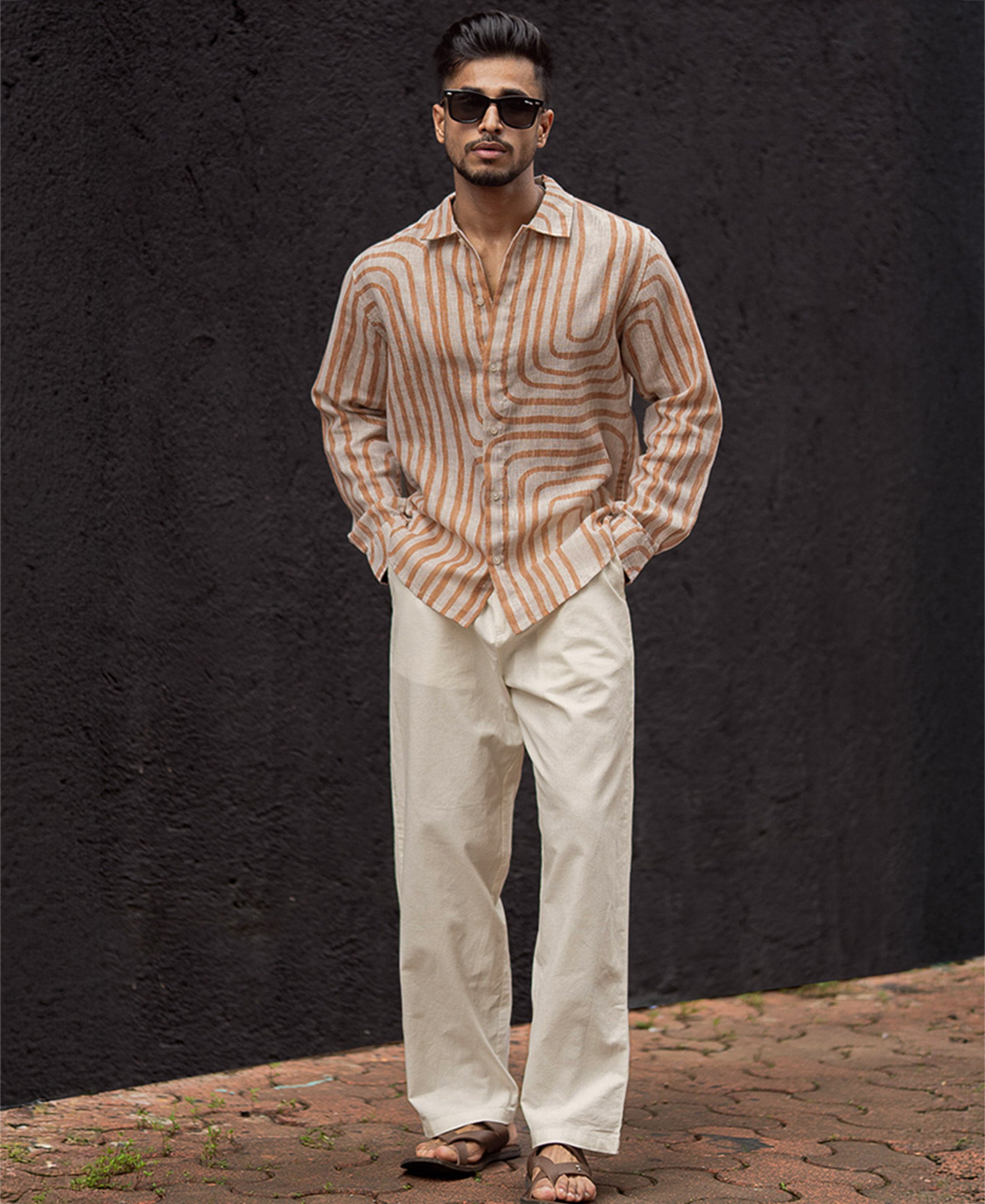 Rust Brown Regular Fit Full Sleeves Shirt