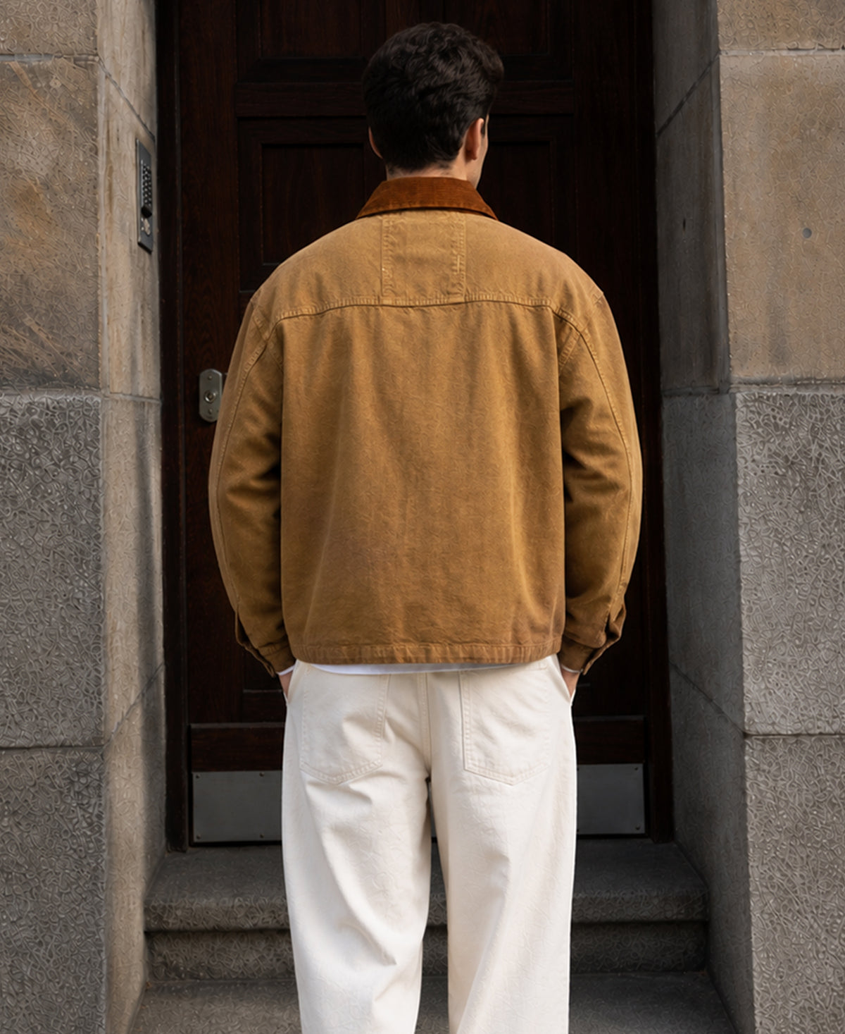 Light Brown Denim Jacket With Fireman Clasps