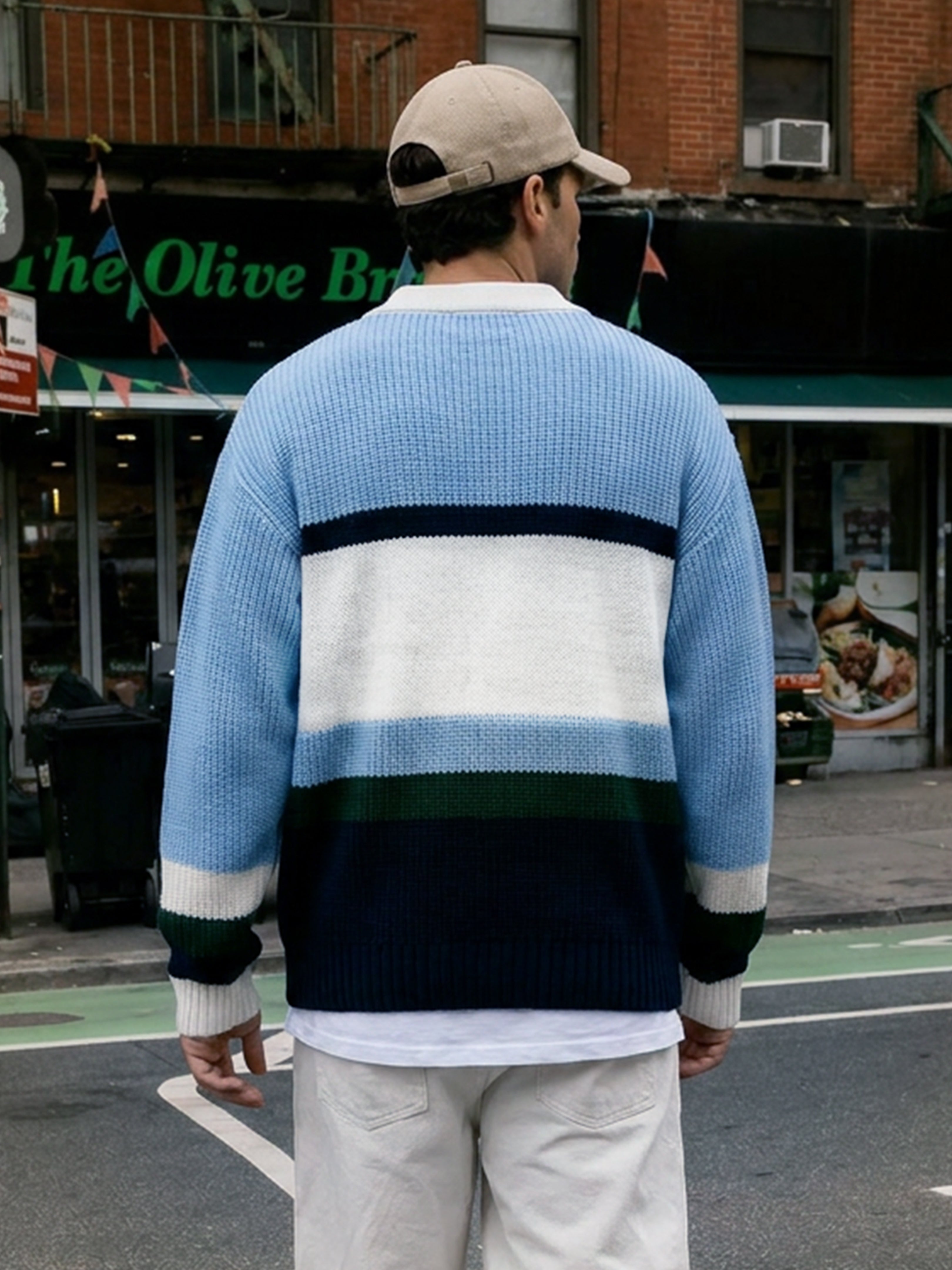 Multicolor Striped Polo Neck Sweater