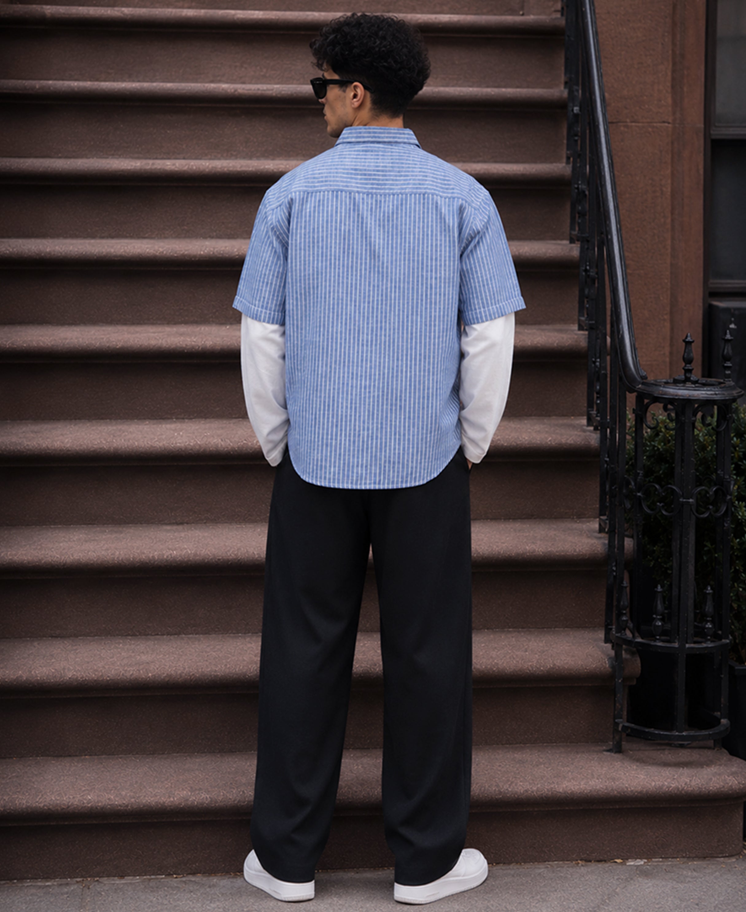 Blue Stripe Doctor Sleeve Shirt