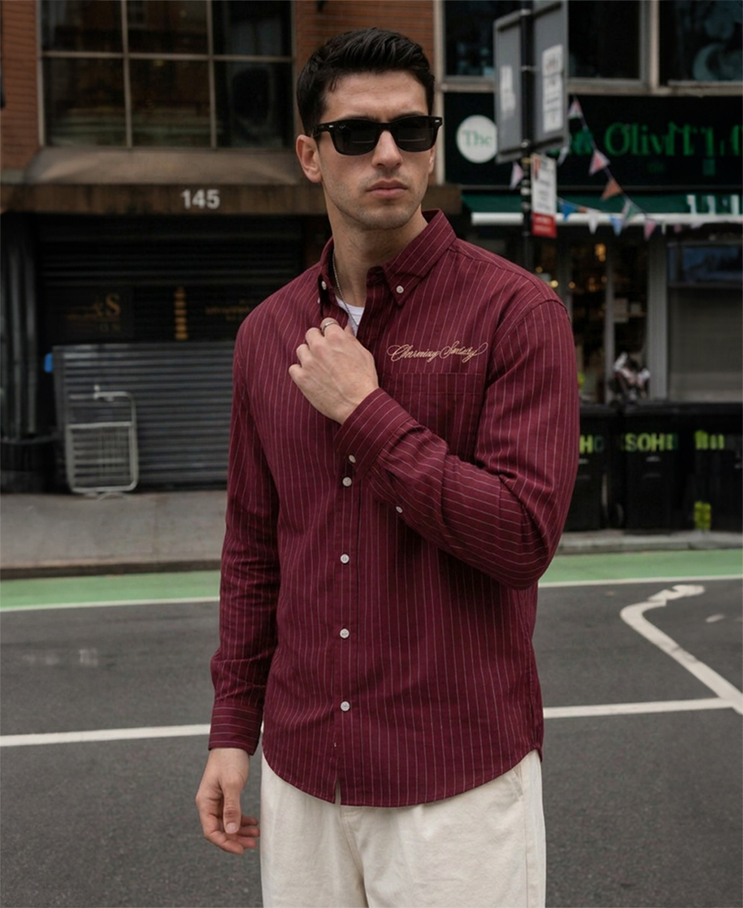 Maroon Oxford Stripe Buttondown Shirt