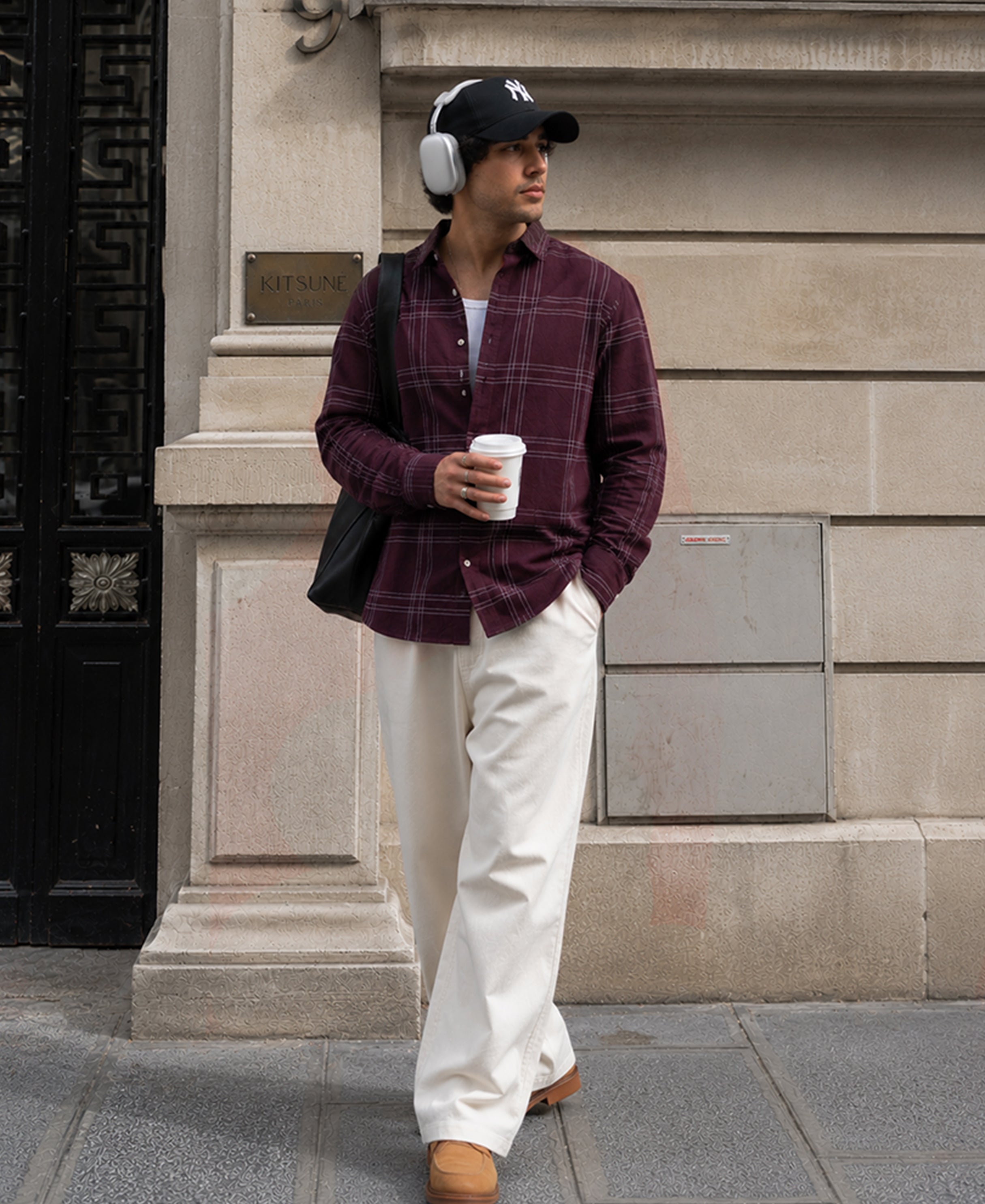 Brown Linen Blend Checks Shirt 100% Cotton