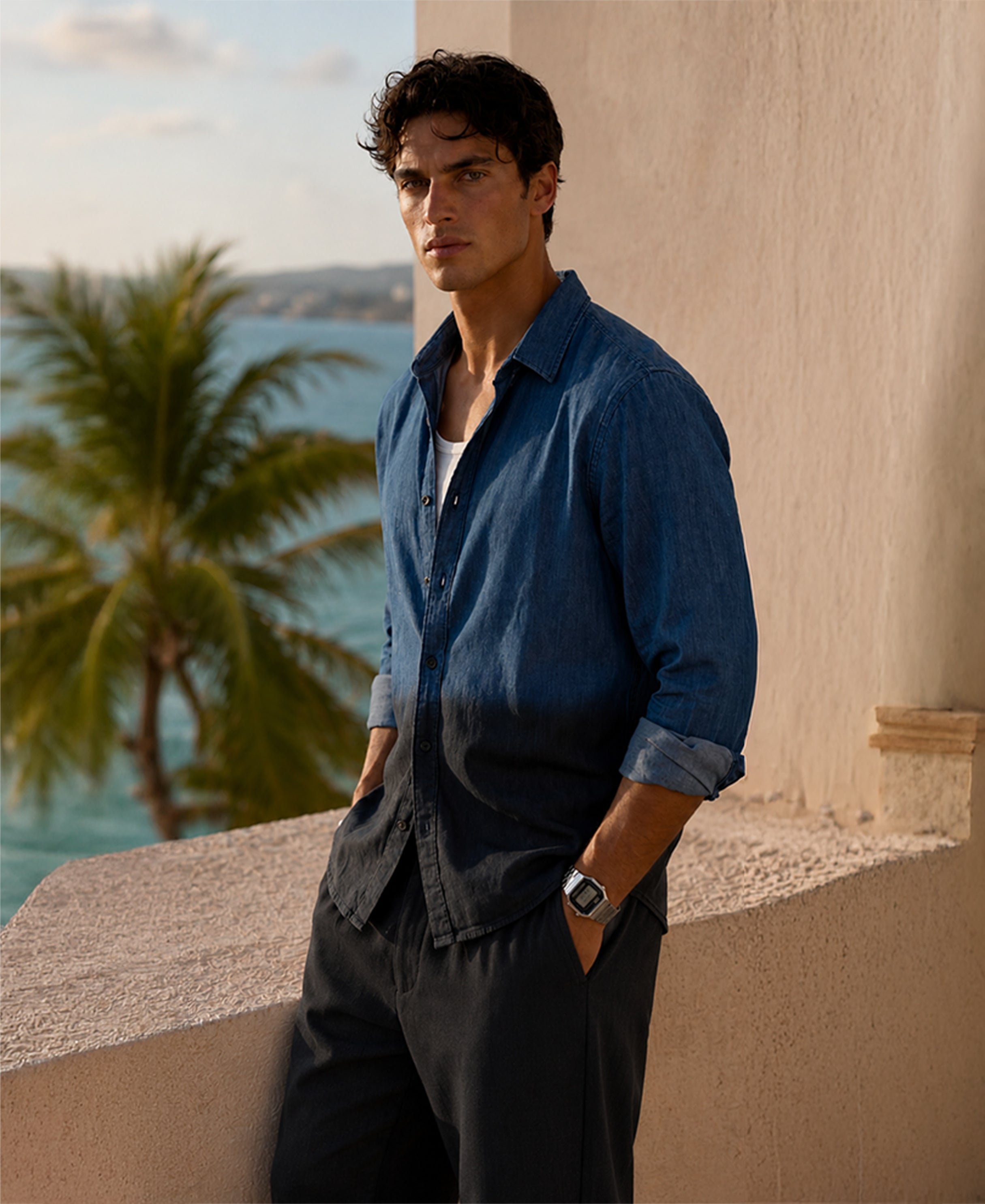 Indigo Ombre Lightweight Shirt 100% Cotton
