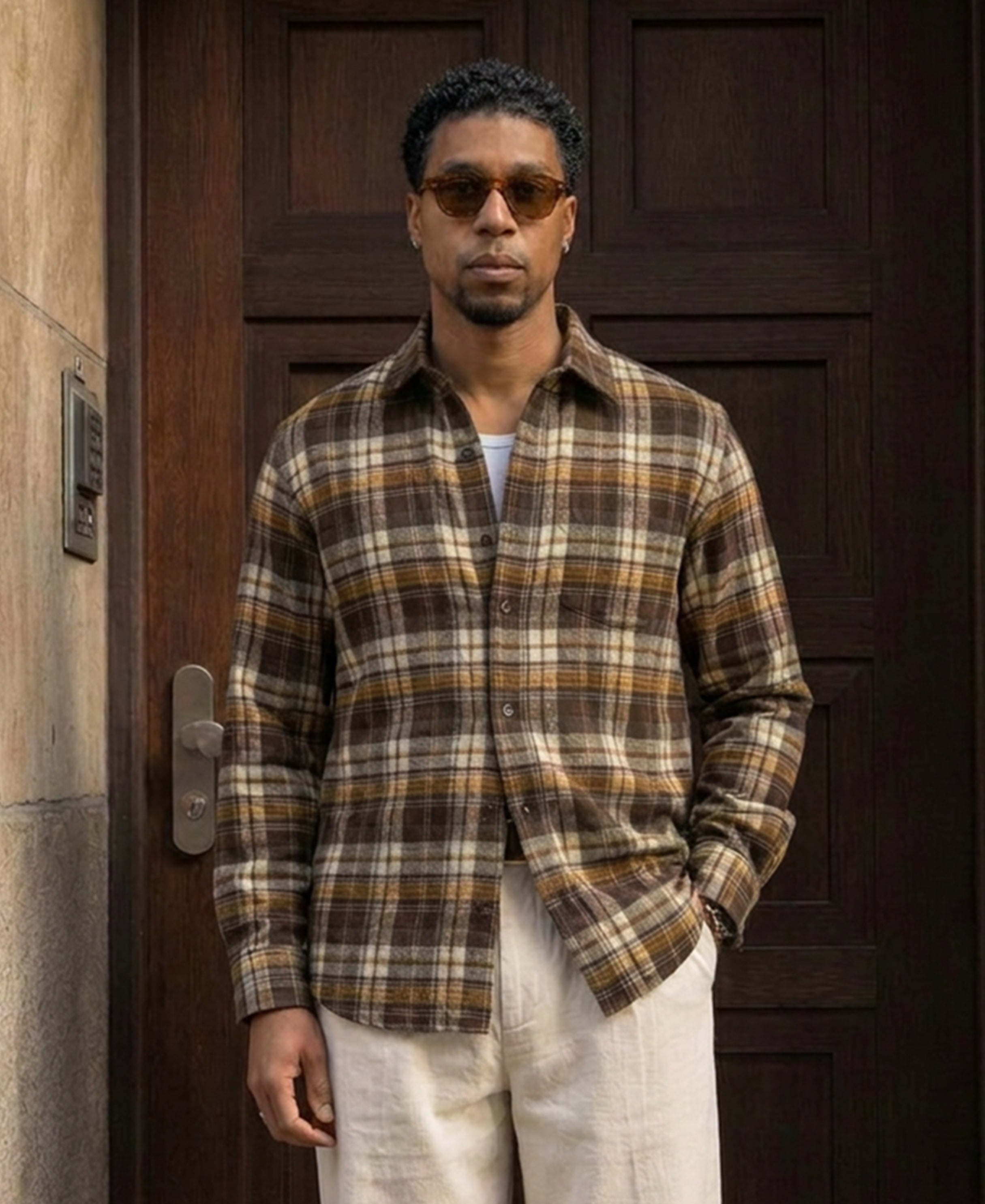 Brown Checks Shirt 100% Cotton
