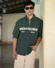 Pine Green Printed Checks Shirt 100% Cotton